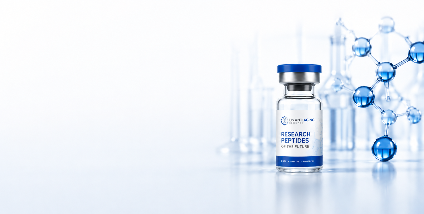 Research peptide vial in a modern laboratory